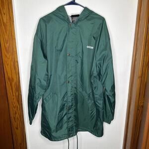 Vintage 90s Adidas Men's Sz M Oversized Green Soft Shell Lined Hooded Jacket